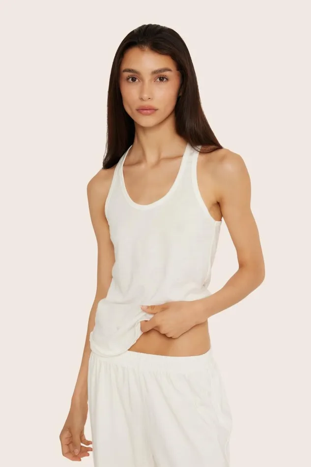SET ACTIVE Tops Tanks Tees CLASSIC COTTON DAILY RACER TANK 8211 BLANC 8211 Women