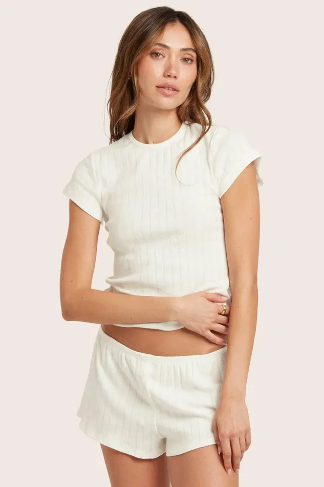 SET ACTIVE Tops Tanks Tees POINTELLE DAINTY TEE 8211 VANILLA 8211 Women