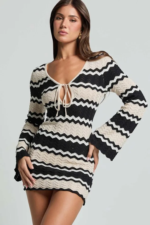 Seven Wonders 8211 Sofia Mini Dress In BlackCream Women Showpo Dresses