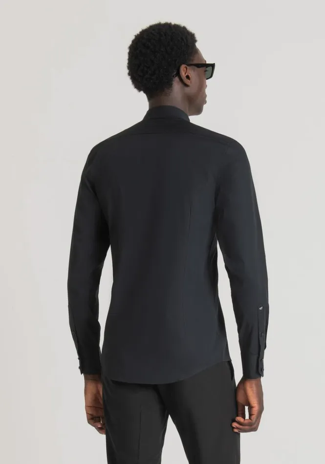 Shirts Men Antony Morato Napoli Slim Fit Shirt In 100 Cotton Black