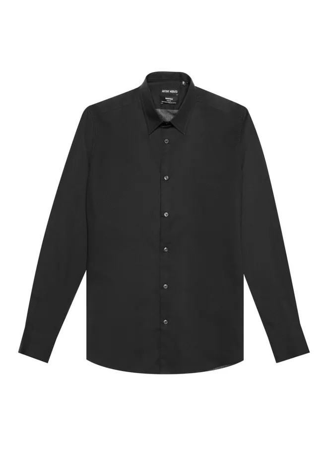 Shirts Men Antony Morato Napoli Slim Fit Shirt In 100 Cotton Black