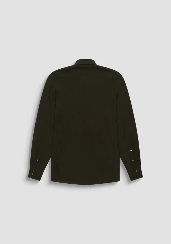 Shirts Men Antony Morato Regular Fit 034Napoli034 Shirt In Green SoftHand Viscose Blend Dark Olive Green