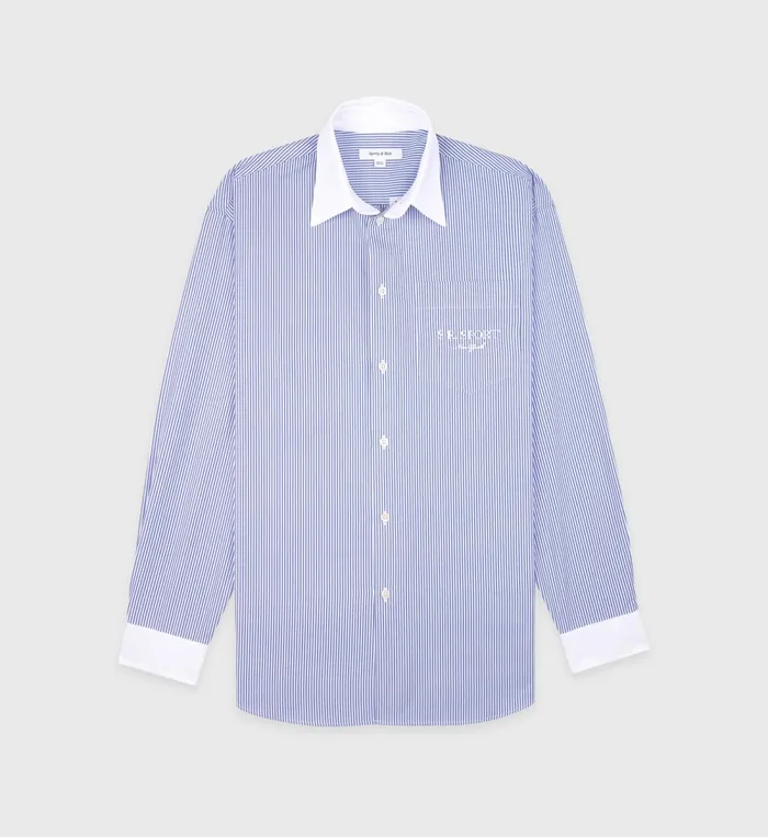 Shirts Men Sporty and Rich SR Sport Oversized Shirt 8211 Blue Striped