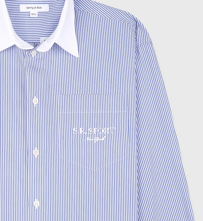 Shirts Men Sporty and Rich SR Sport Oversized Shirt 8211 Blue Striped