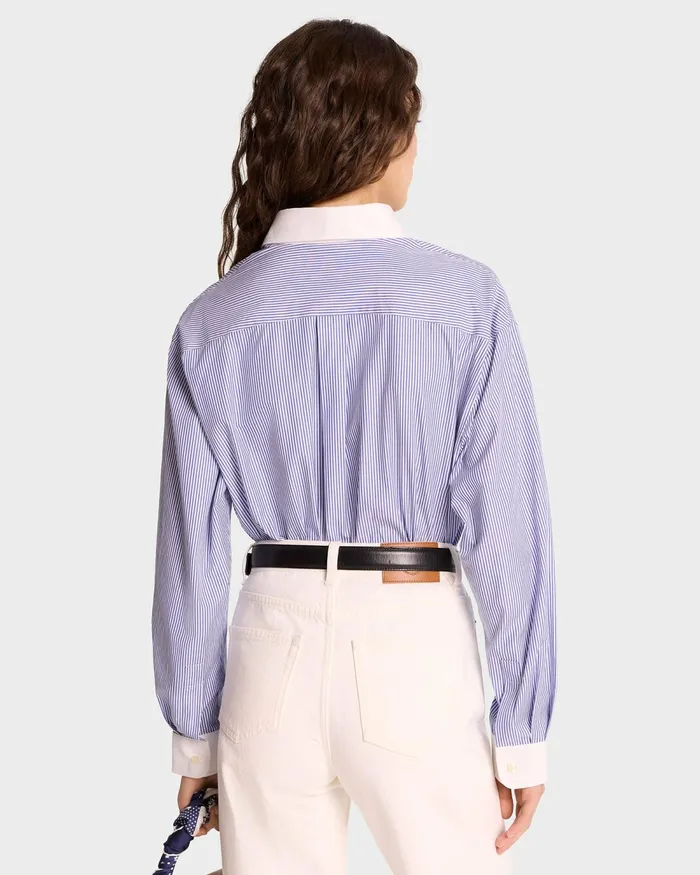 Shirts Men Sporty and Rich SR Sport Oversized Shirt 8211 Blue Striped