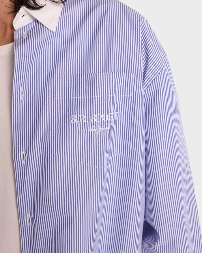 Shirts Men Sporty and Rich SR Sport Oversized Shirt 8211 Blue Striped