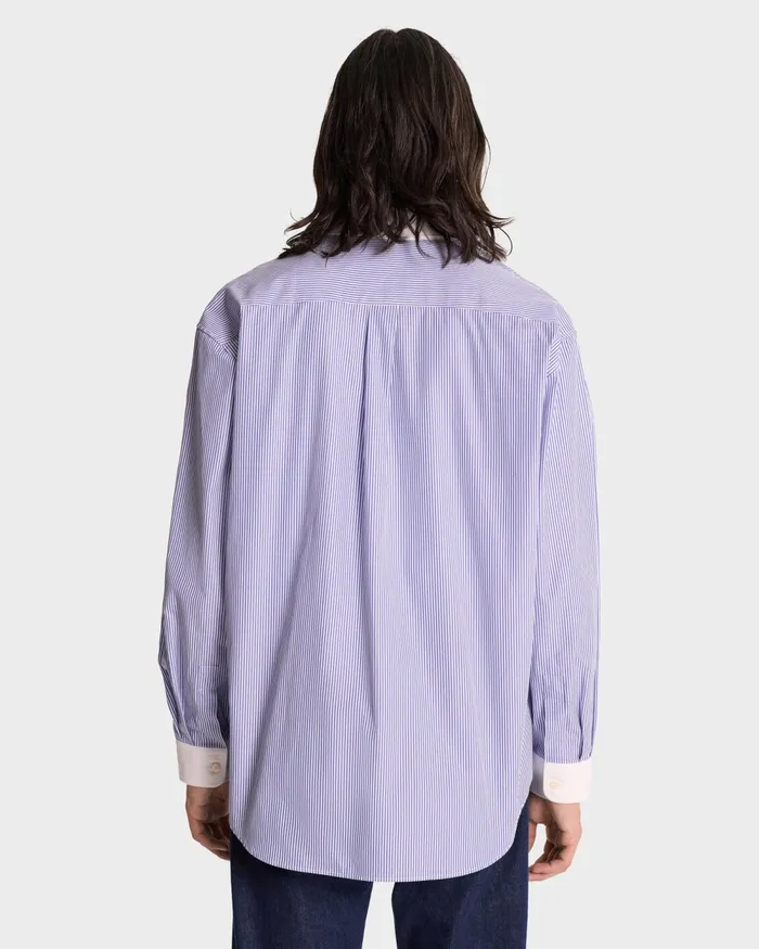 Shirts Men Sporty and Rich SR Sport Oversized Shirt 8211 Blue Striped