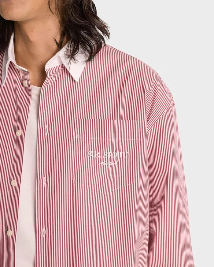 Shirts Men Sporty and Rich SR Sport Oversized Shirt 8211 Red Striped