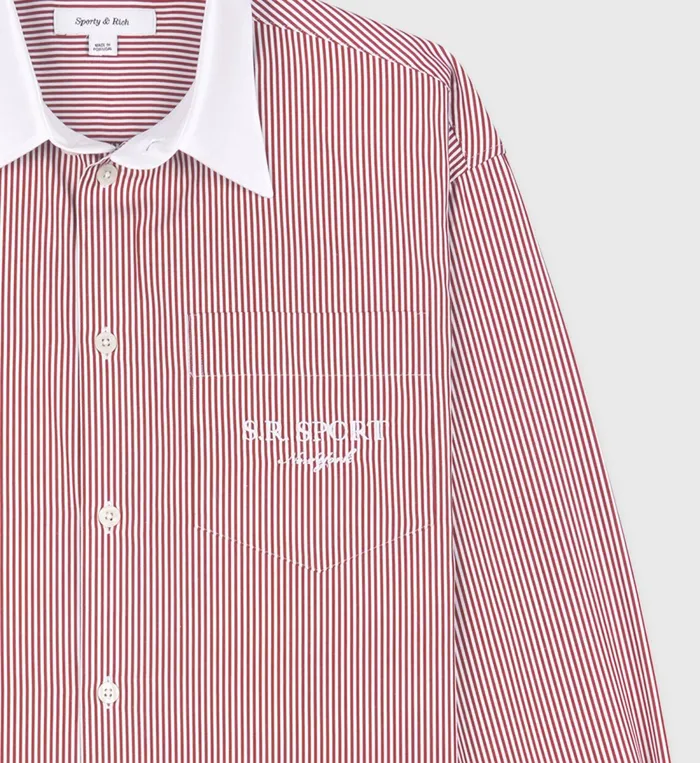 Shirts Men Sporty and Rich SR Sport Oversized Shirt 8211 Red Striped