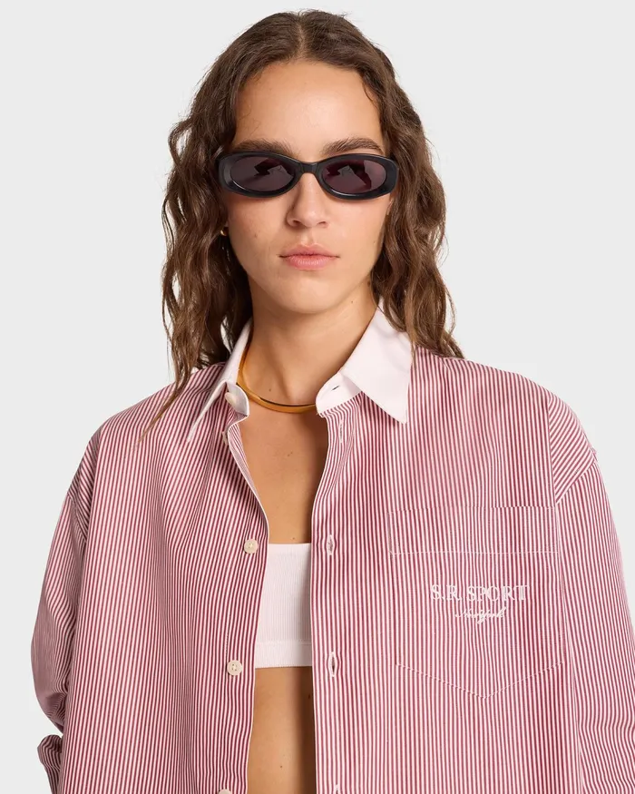Shirts Men Sporty and Rich SR Sport Oversized Shirt 8211 Red Striped