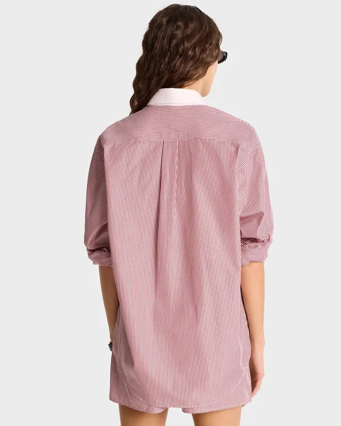 Shirts Men Sporty and Rich SR Sport Oversized Shirt 8211 Red Striped