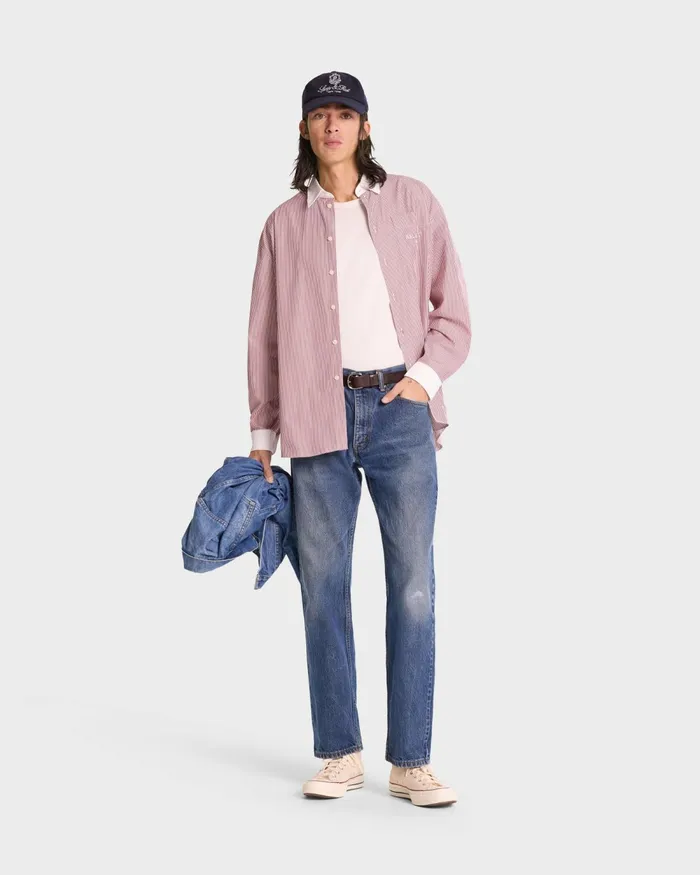 Shirts Men Sporty and Rich SR Sport Oversized Shirt 8211 Red Striped
