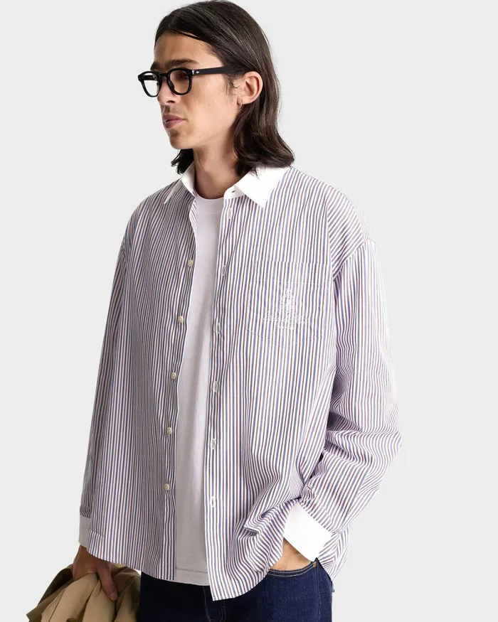 Shirts Men Sporty and Rich Vendome Oversized Shirt 8211 NavyRedWhite