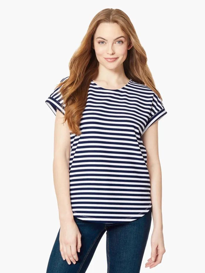 Short CuffedSleeve Scoop Neck Tee Women Jones New York Sale