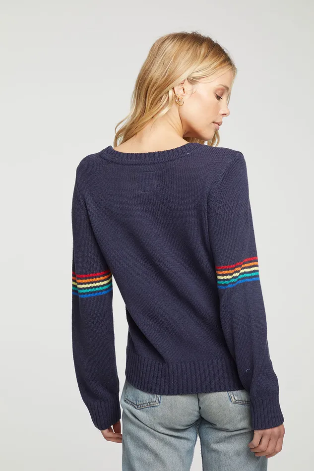 Ski Cotton Blend Long Sleeve Crew Neck Pullover Outerwear Chaser Brand Womens