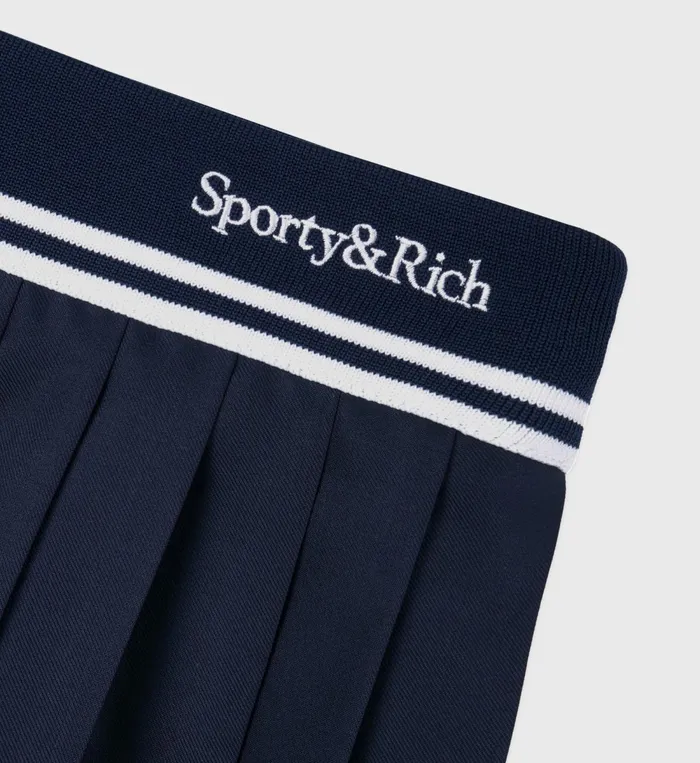 Skirts and Dresses Women Sporty and Rich Abigail Wool Pleated Skirt 8211 NavyWhite