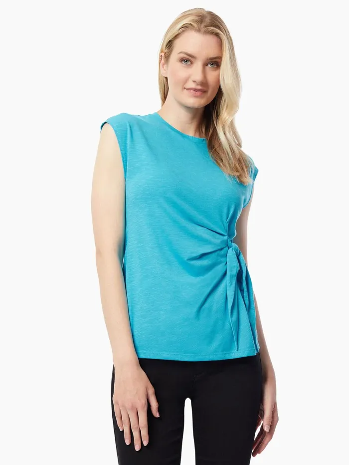 Sleeveless Side Tie Slub Knit Top Women Jones New York Tops and Blouses