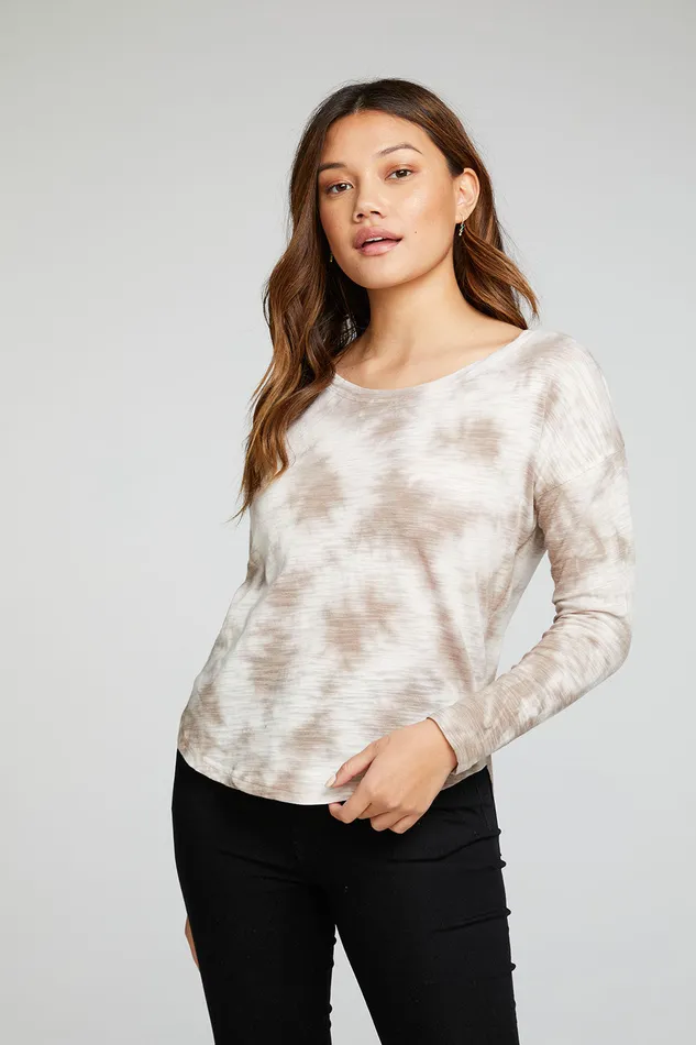 Slub Jersey Long Sleeve Drop Shoulder Hi Lo Shirttail Tee Tops Chaser Brand Womens