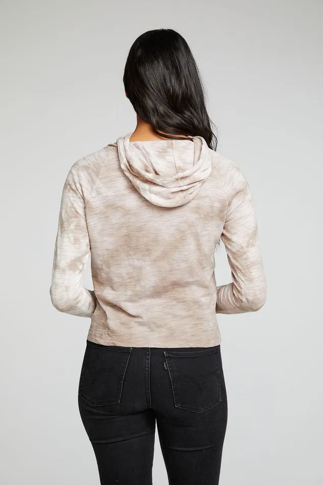 Slub Jersey Long Sleeve Extended Cuff Raglan Pullover Hoodie Womens Outerwear Chaser Brand