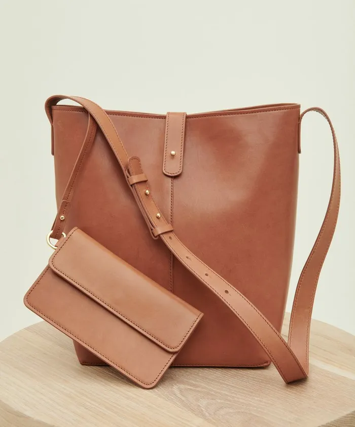 Small Leather Goods Women Jenni Kayne Leather Bucket Bag Cognac