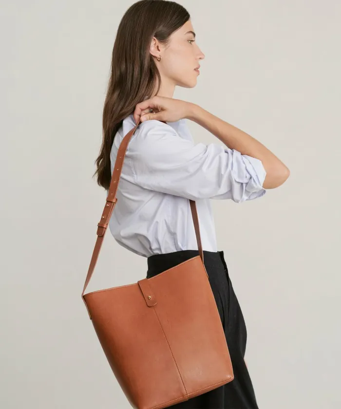 Small Leather Goods Women Jenni Kayne Leather Bucket Bag Cognac