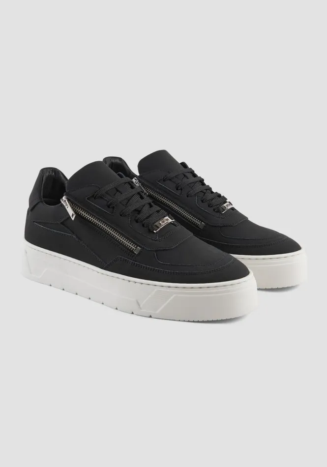 Sneakers Men Antony Morato Gosh Zipper Sneakers In Recycled Nabuk Black