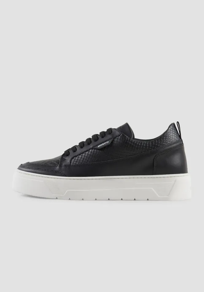 Sneakers Men Antony Morato Leather 034Flint034 Low Sneaker With Reptile Effect Details Black