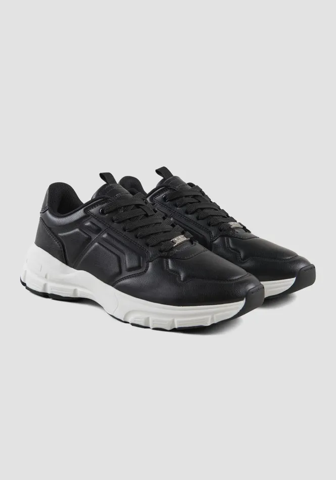 Sneakers Men Antony Morato Maui Running Sneakers In Faux Leather Black