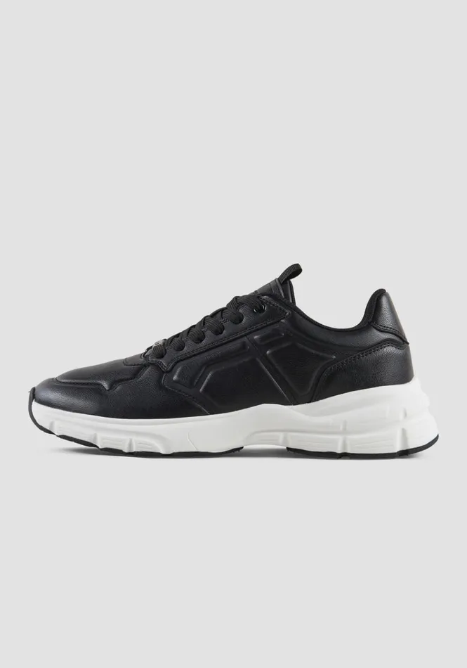 Sneakers Men Antony Morato Maui Running Sneakers In Faux Leather Black