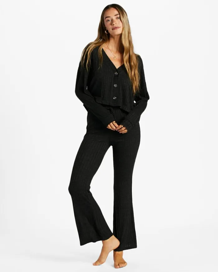 So Easy Flare Knitted Flared Trousers Black Sands Women Billabong Pants