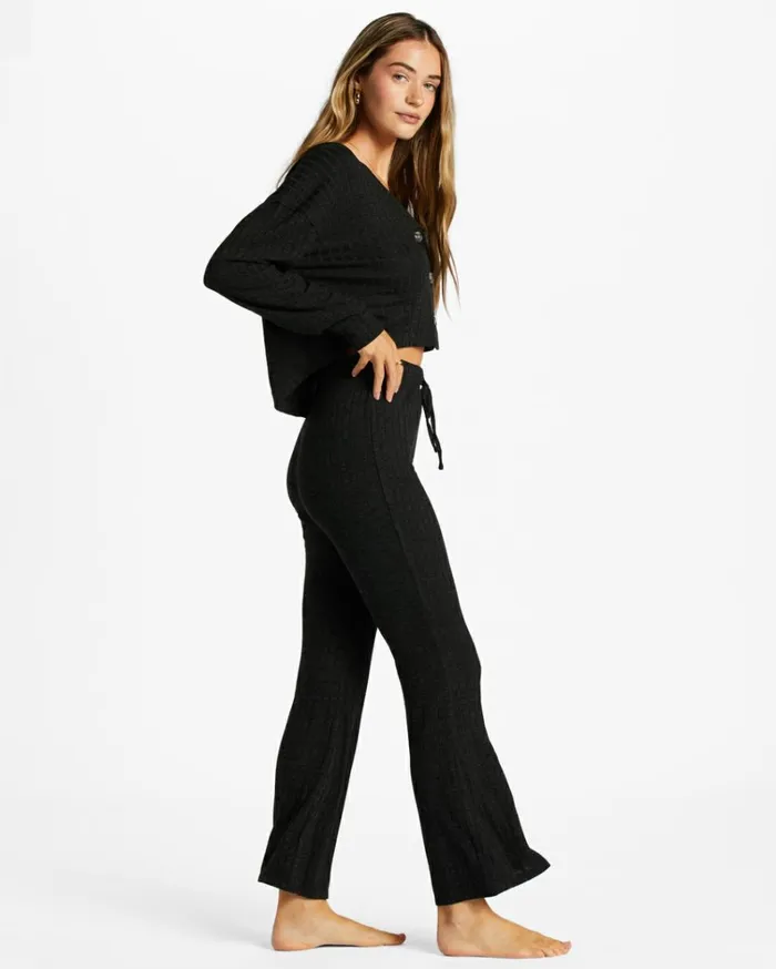 So Easy Flare Knitted Flared Trousers Black Sands Women Billabong Pants