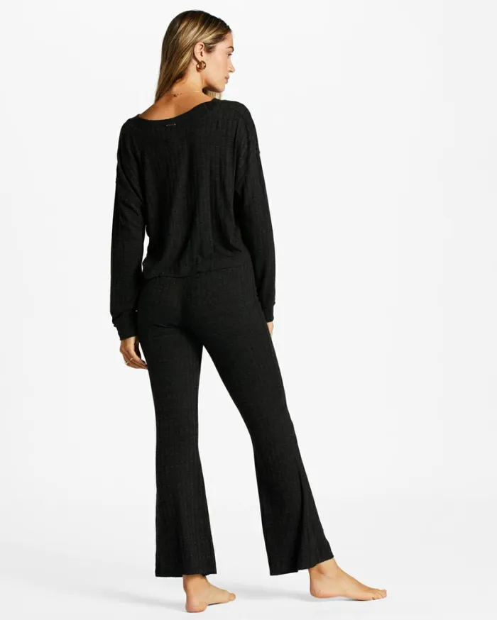 So Easy Flare Knitted Flared Trousers Black Sands Women Billabong Pants