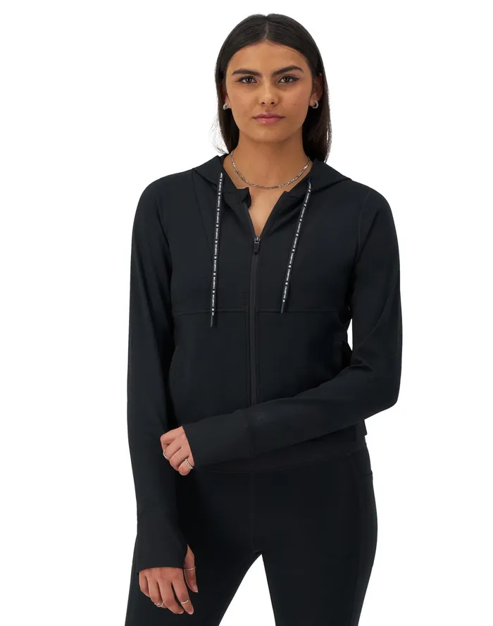 Soft Touch ZipUp Hoodie Jacket C Logo Black Women Champion Jackets
