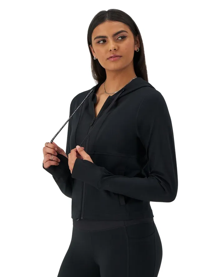 Soft Touch ZipUp Hoodie Jacket C Logo Black Women Champion Jackets