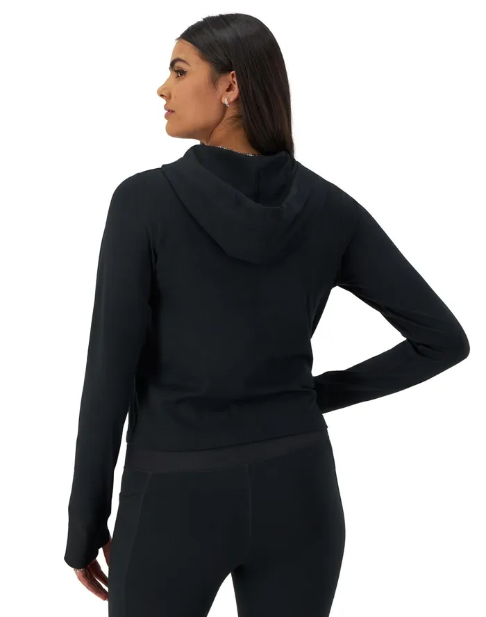 Soft Touch ZipUp Hoodie Jacket C Logo Black Women Champion Jackets