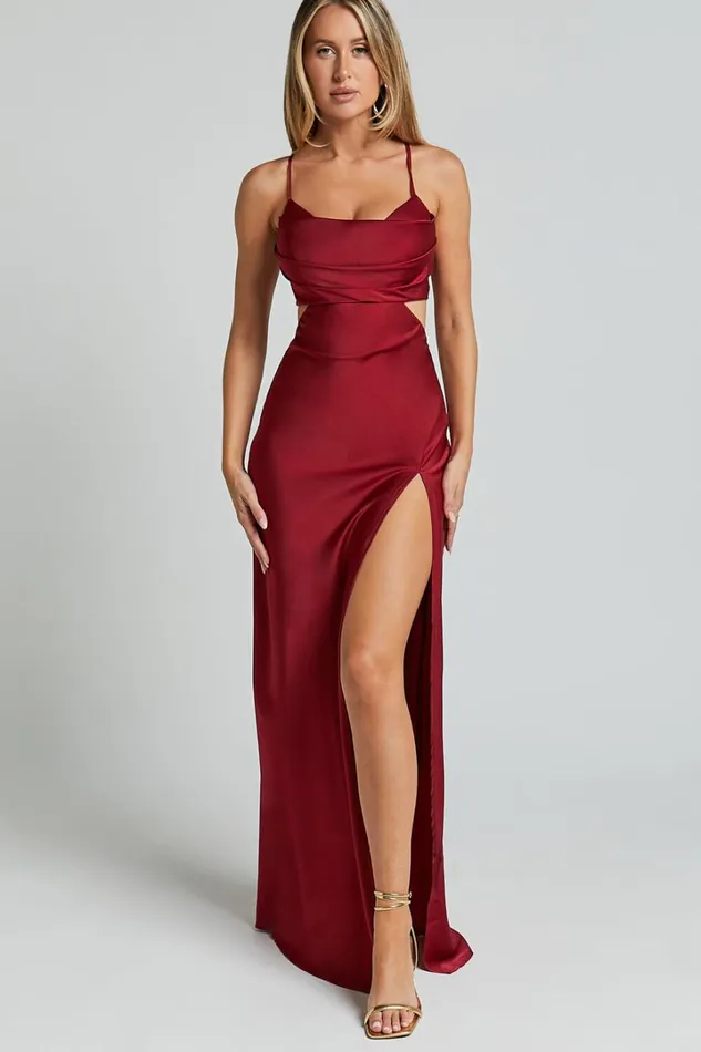 Sophie Midi Dress 8211 Cowl Neck Cross Back Dress In Red Women Showpo Curve Clothes