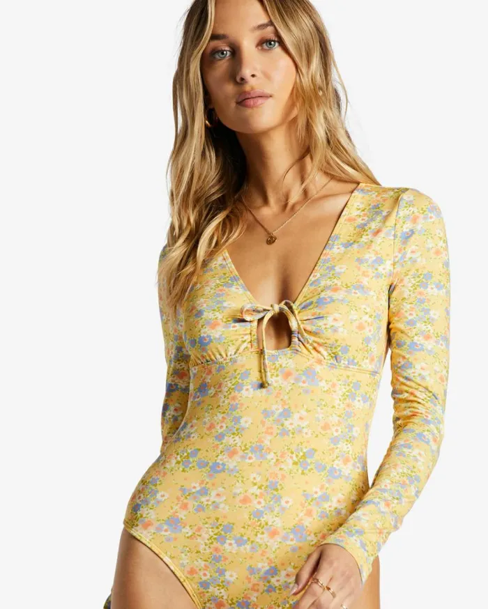 Southern Floral Long Sleeve OnePiece Swimsuit Multi Women Billabong Rashguards and Bodysuits