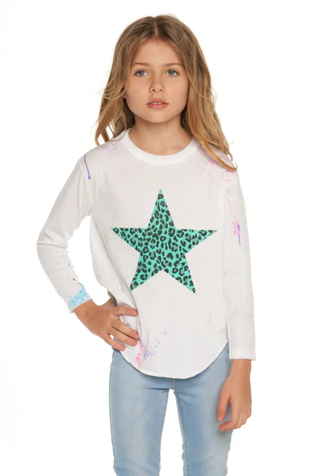 Splatter Paint Animal Heart Girls Tops Chaser Brand