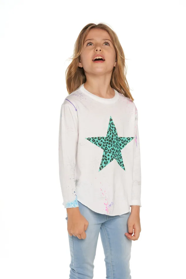 Splatter Paint Animal Heart Girls Tops Chaser Brand