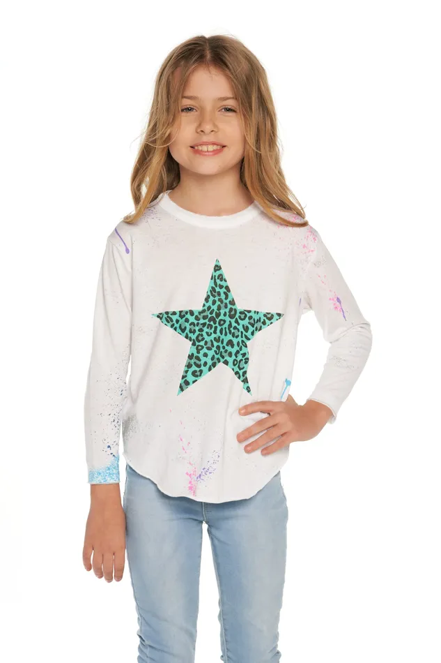 Splatter Paint Animal Heart Girls Tops Chaser Brand