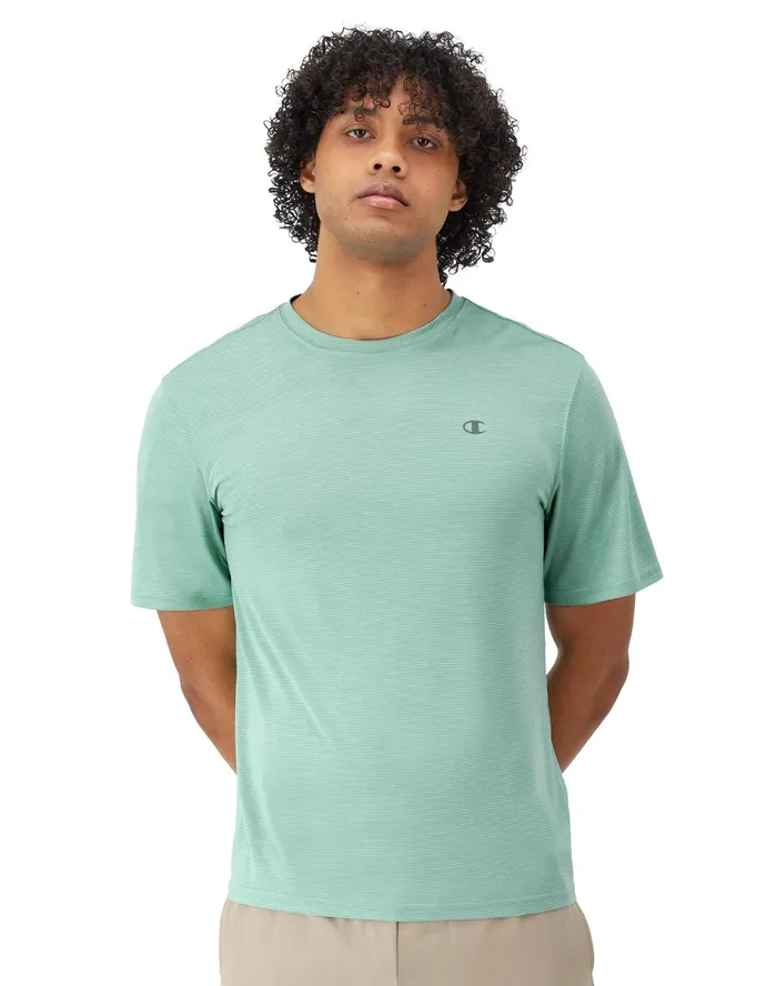 Sport TShirt Wicking AntiOdor C Logo Nimbus Green Heather Men Champion TShirts and Tops
