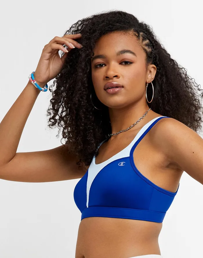 Spot Comfort HighImpact Sports Bra C Logo Surf The Webocean Front Blue Women Champion Sports Bras and Bralettes