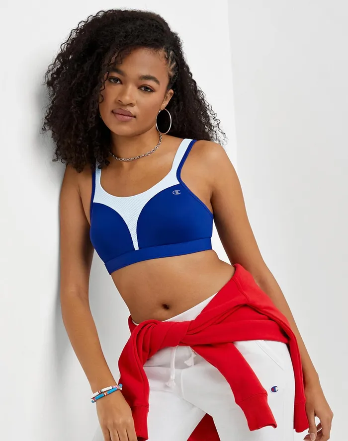 Spot Comfort HighImpact Sports Bra C Logo Surf The Webocean Front Blue Women Champion Sports Bras and Bralettes