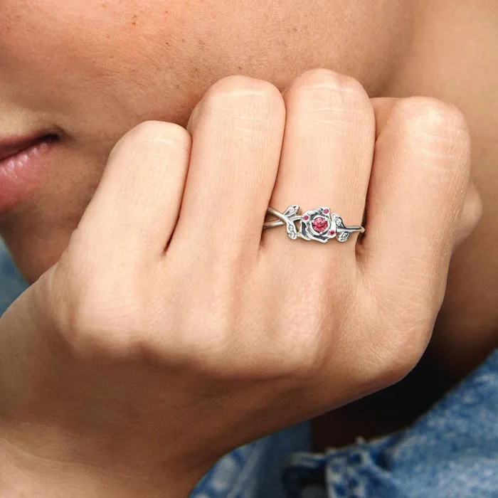 Stackable Rings Women Pandora Disney Beauty And The Beast Rose Ring