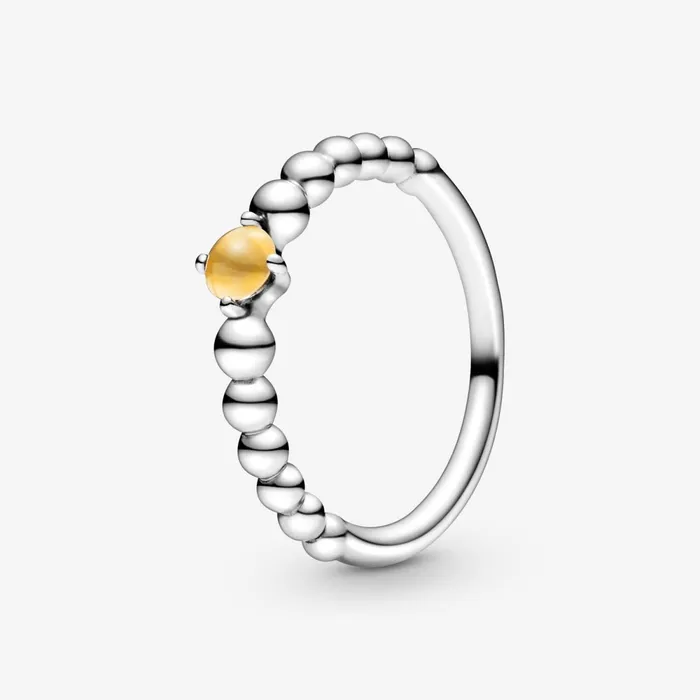 Stackable Rings Women Pandora November Birthstone Beaded Ring Yellow