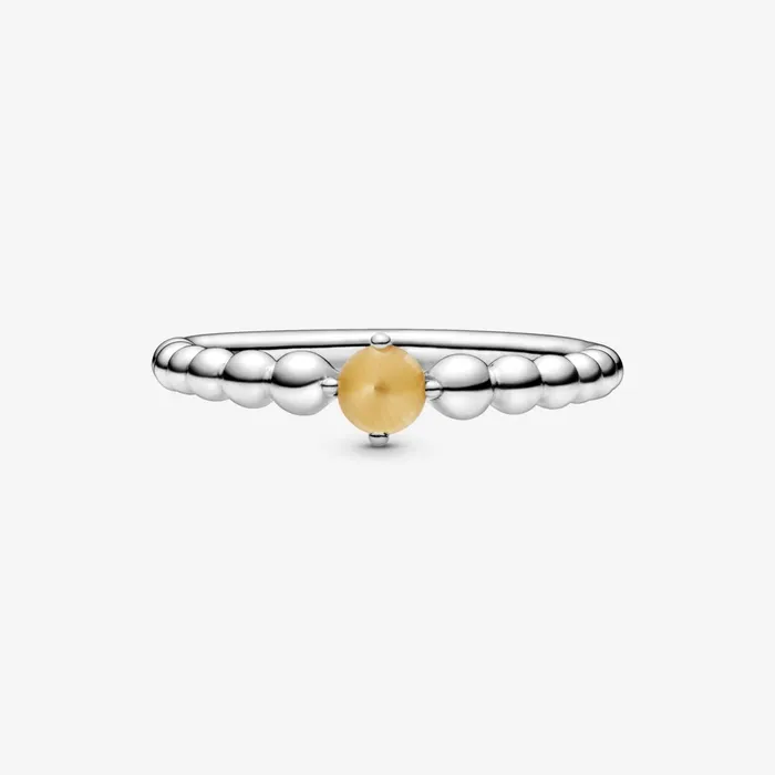 Stackable Rings Women Pandora November Birthstone Beaded Ring Yellow