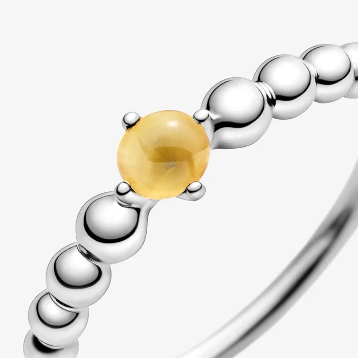 Stackable Rings Women Pandora November Birthstone Beaded Ring Yellow