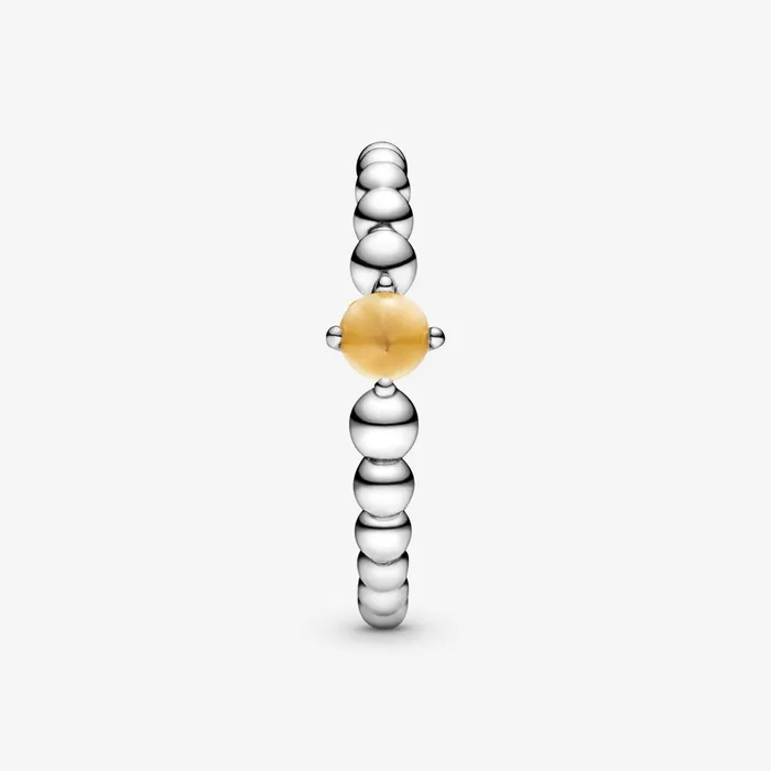 Stackable Rings Women Pandora November Birthstone Beaded Ring Yellow