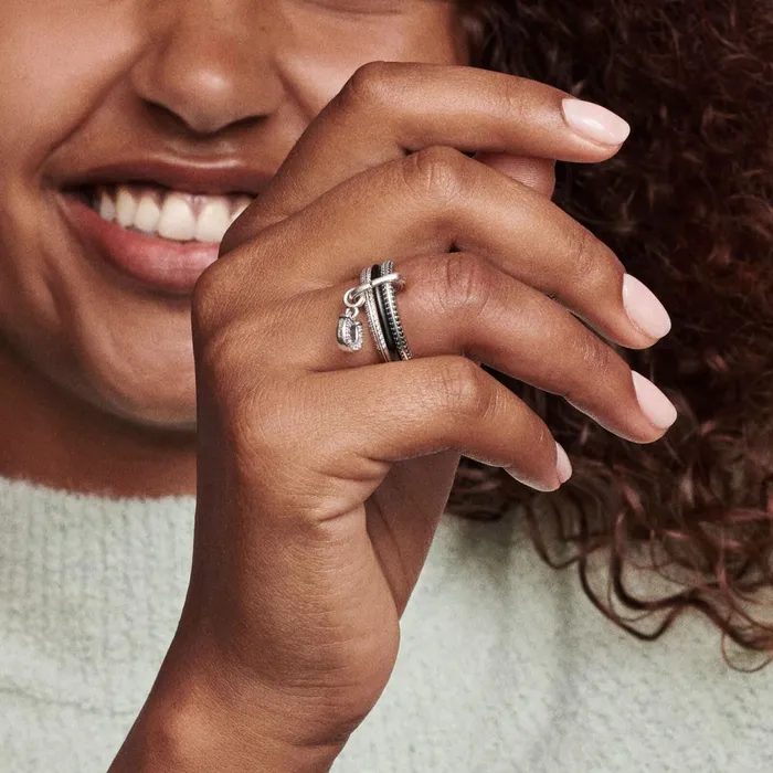 Stackable Rings Women Pandora Online ME Black Enamel Ring
