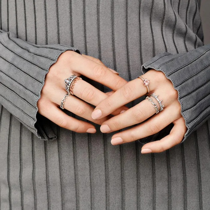Stackable Rings Women Pandora Princess Tiara Crown Ring